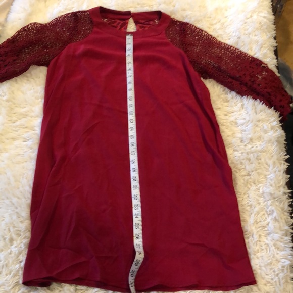 Burgundy wine 🍷 color dress with embroidered 3/4 sleeves - Picture 11 of 15